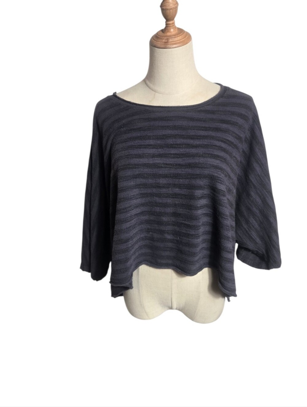 Truly Madly Deeply Striped Oversized Boxy Knit Layering Top - Charcoal Gray